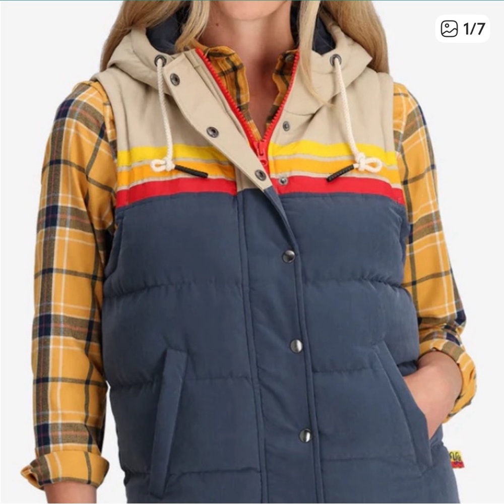 Yo Colorado Epic Fader Retro Inspired Hooded Puffer Vest Size S